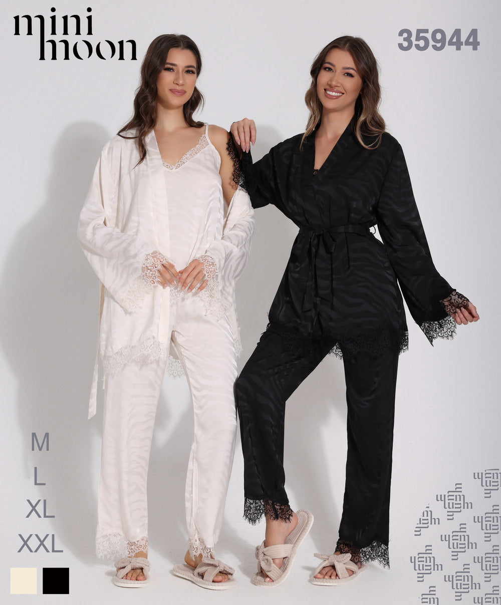 Pyjama 3pcs en Satin - 35944