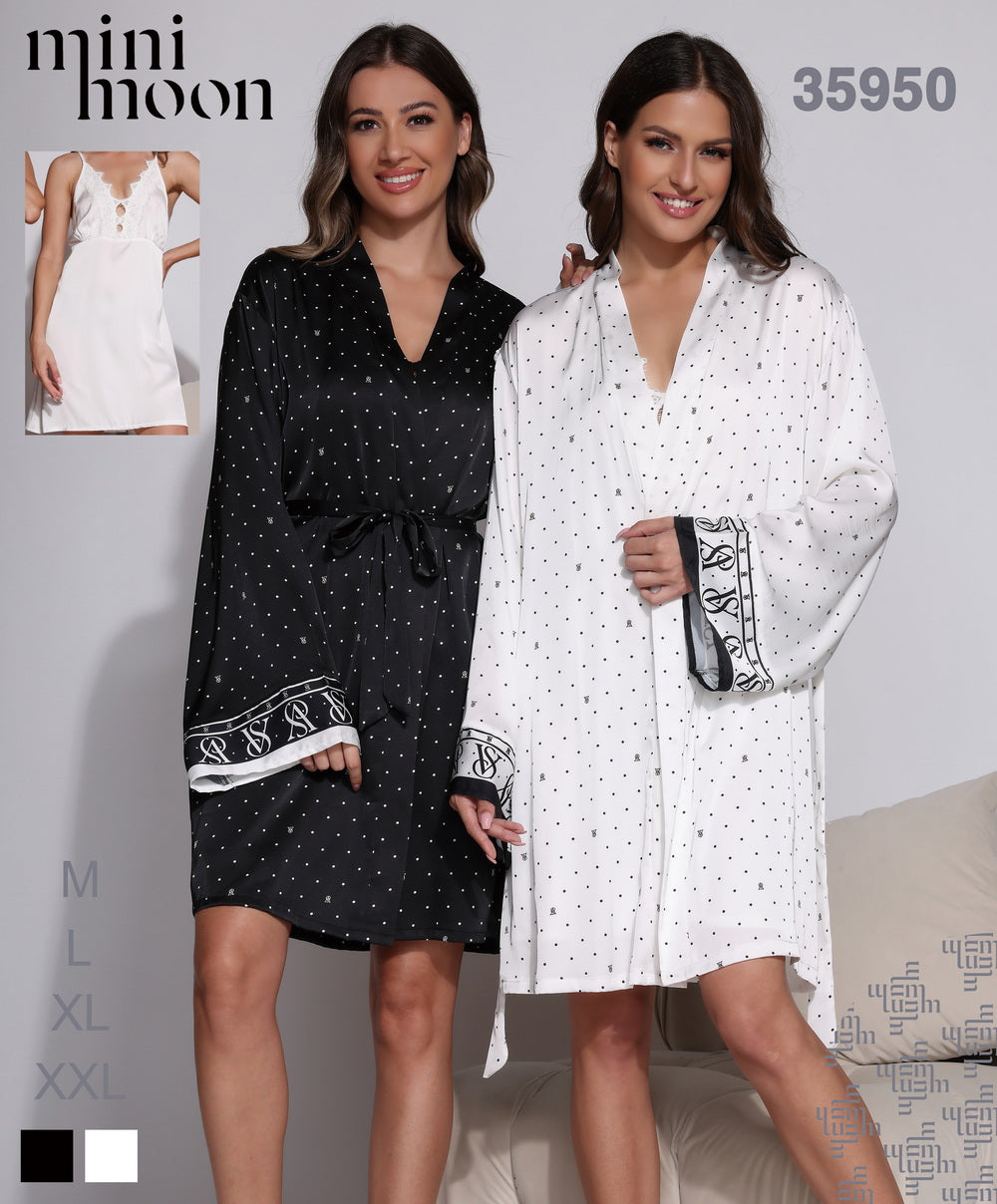 Chemise de nuit 2pcs en satin - 35950