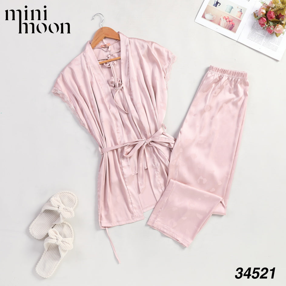 Satin Pajamas 3Pcs - 34521