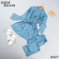 Satin Pajamas 3Pcs - 34527