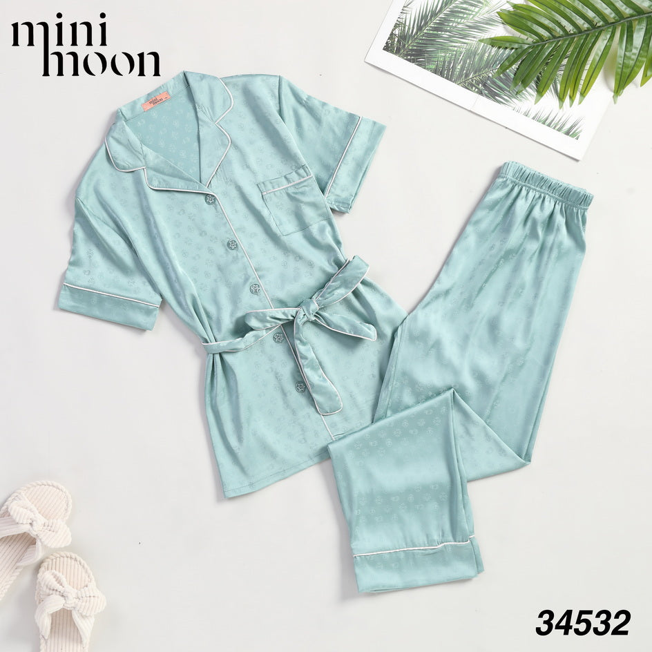 Satin Pajamas 2Pcs - 34532