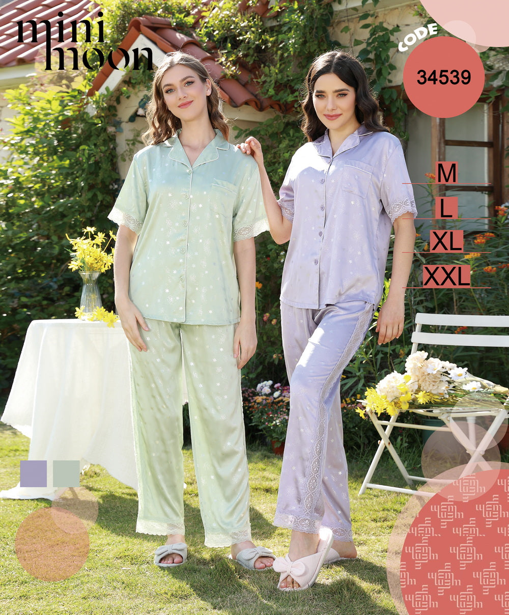 Satin Pajamas 2Pcs - 34539