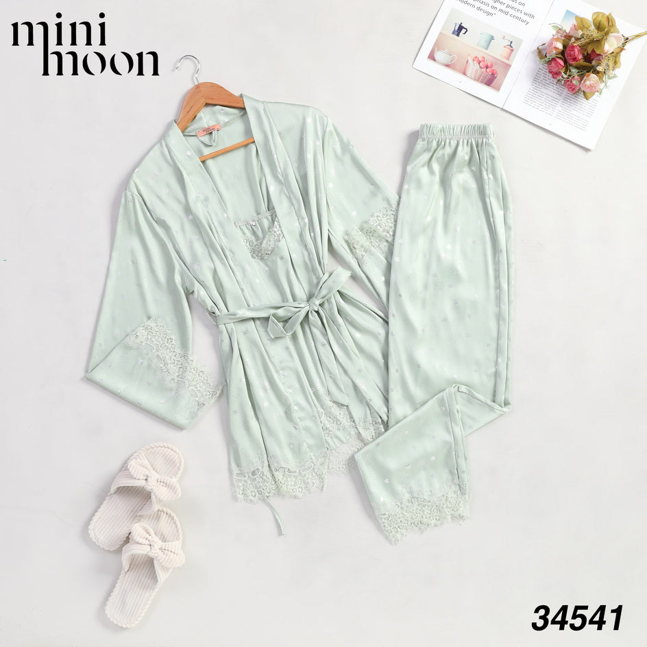 Satin Pajamas 3Pcs - 34541