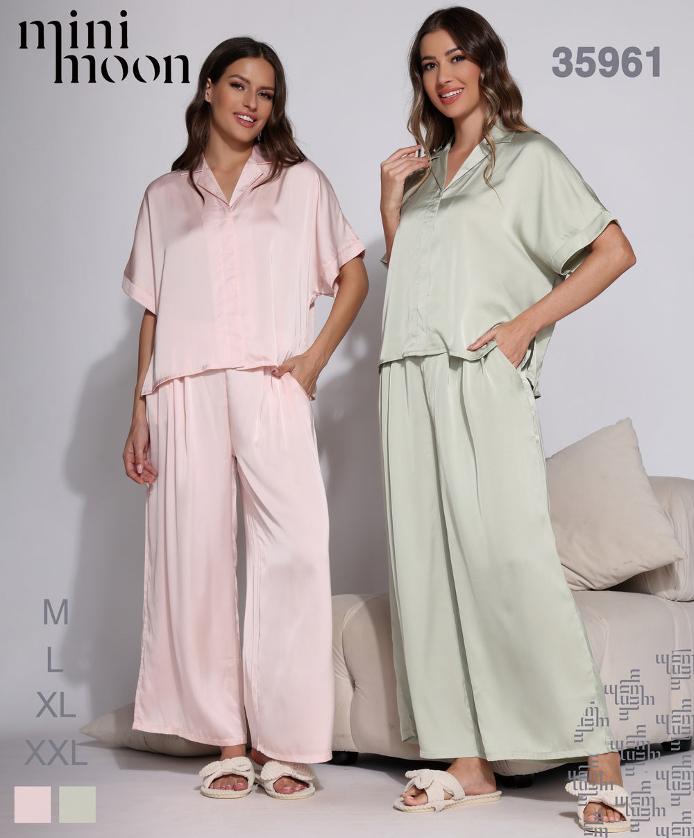 Satin Pajamas 2Pcs - 34543