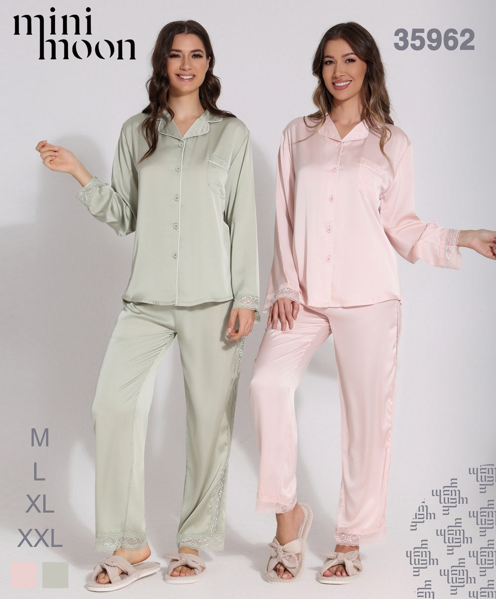 Satin Pajamas 2Pcs - 34543